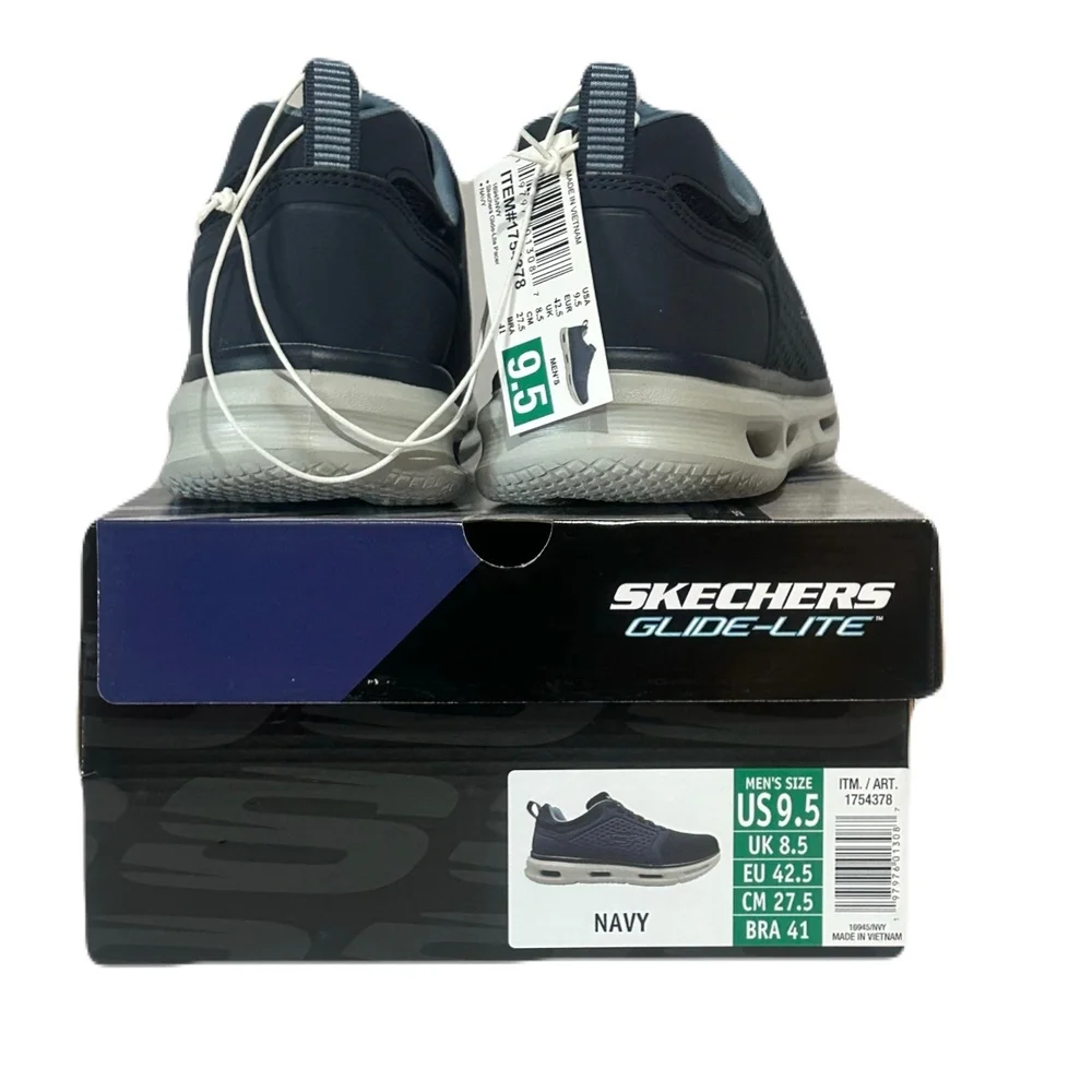 Skechers Glide-Lite Men's Classic Shoes Fit With Memory Foam (Navy, Medium 9.5)